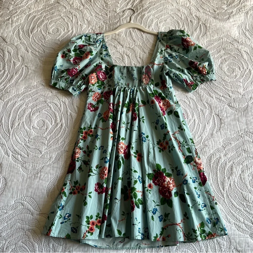 Urban Outfitters x Laura Ashley - Penelope Babydoll Mini Dress - Blue - Picture 10 of 14